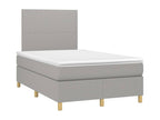 Upholstered bed base with mattress, light grey, 120x200cm, fabric OQQB30797