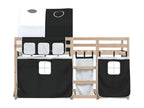 Bunk bed with white/black curtains 75x190 cm Mobenze solid pine ILQP34053