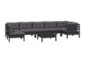 8-piece garden furniture set with cushions, black pine wood, EETA28172
