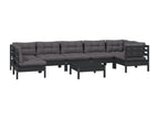 8-piece garden furniture set with cushions, black pine wood, EETA28172