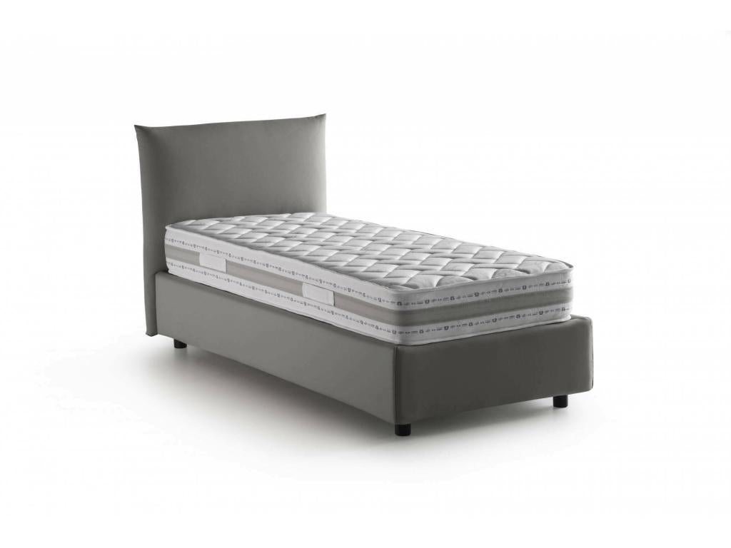 Luxameub Single Bed, Storage Bed with Fabric Upholstery, Made in Italy, Side Opening, Includes 80x190 cm Mattress, Grey MAQQ55668