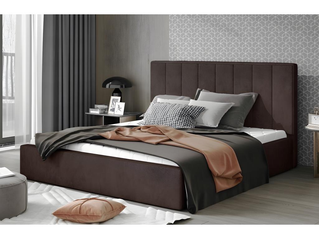 Double bed in high-quality Mobenze chocolate fabric, 140x200 NYYA58749