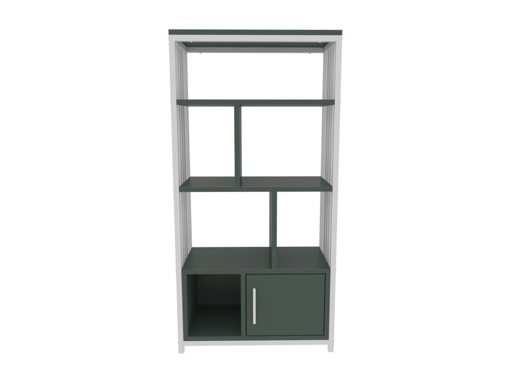 Mobenze metal bookcase with green and white cupboard WOZR04594