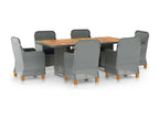 7-piece dining set with cushions, light grey woven resin SKKB75207