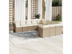 11-piece garden furniture set with beige cushions, woven resin JOBV53237