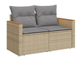 Garden furniture set with cushions, 9 pieces, Mobenze beige woven resin, ITQE65441