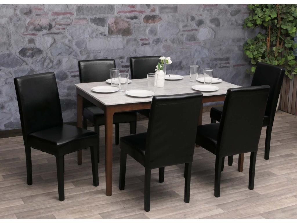 Luxameub faux leather dining chair, set of 6, black faux leather, dark legs JWGG65465