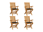 Garden chairs with black cushions, 4 pcs, Mobenze solid teak, BXZV14802