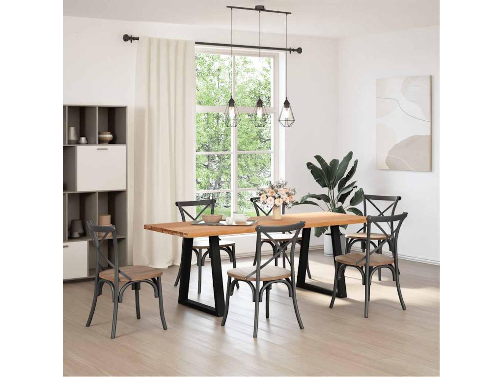 Light brown Mobenze rectangular solid oak dining table TEIG59078