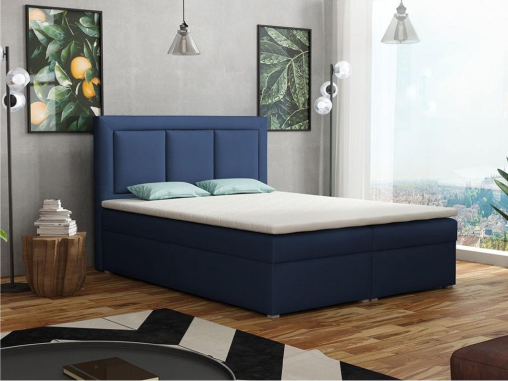 Continental Mobenze 112 Double Bed, Continental Blue, 140x200cm, Upholstery 140x215x115cm, RIRJ14380