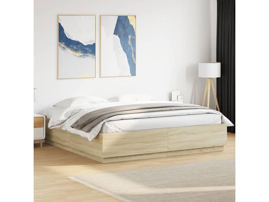 Bed frame without mattress, oak, Mobenze, 180x200 cm, SNXO98117