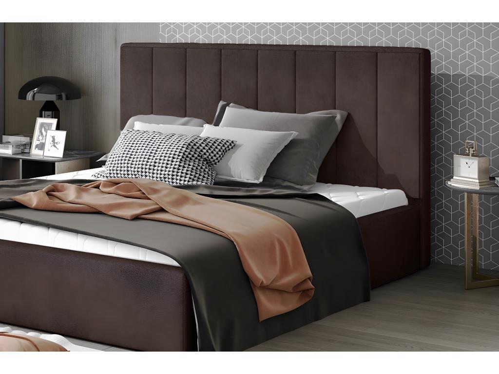 Double bed in high-quality Mobenze chocolate fabric, 140x200 NYYA58749