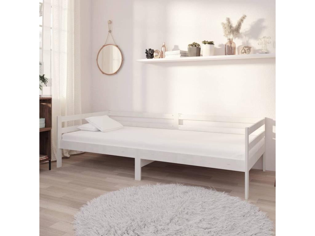 Daybed with mattress 90x200 cm White Solid pine mobenze KSQP42369