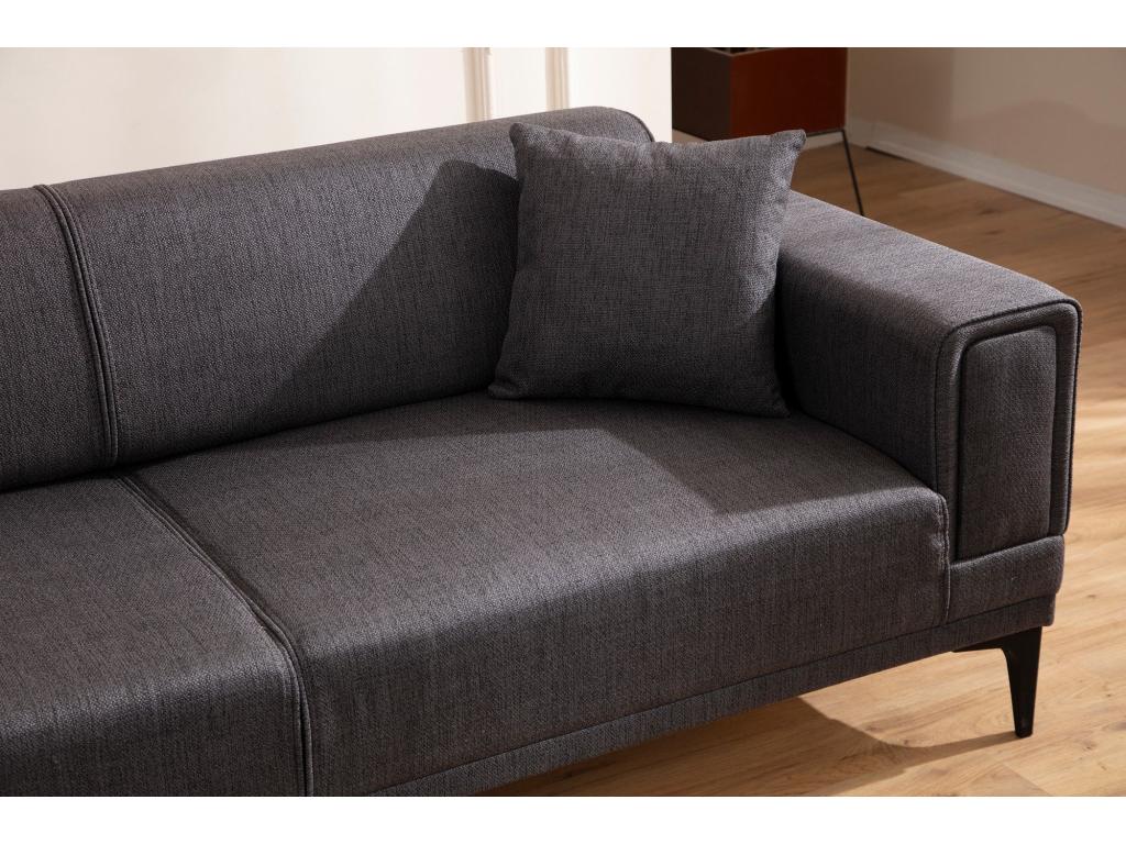 Mobenze 3-seater convertible sofa, dark grey canvas fabric YATX22208