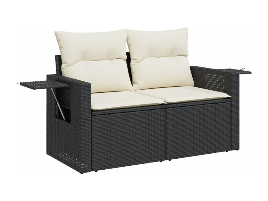 6-piece garden furniture set with cushions, black woven resin MXKX57594