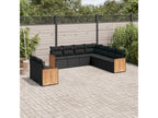 9-piece garden furniture set with cushions, black resin wicker YRQG66732