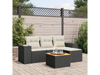 5-piece garden furniture set with cushions, black woven resin BSTG27045