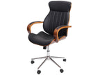 Mobenze-H39 Swivel Office Chair, Curved Mobenze Chair, Walnut Look Faux Leather - Black COLW33177