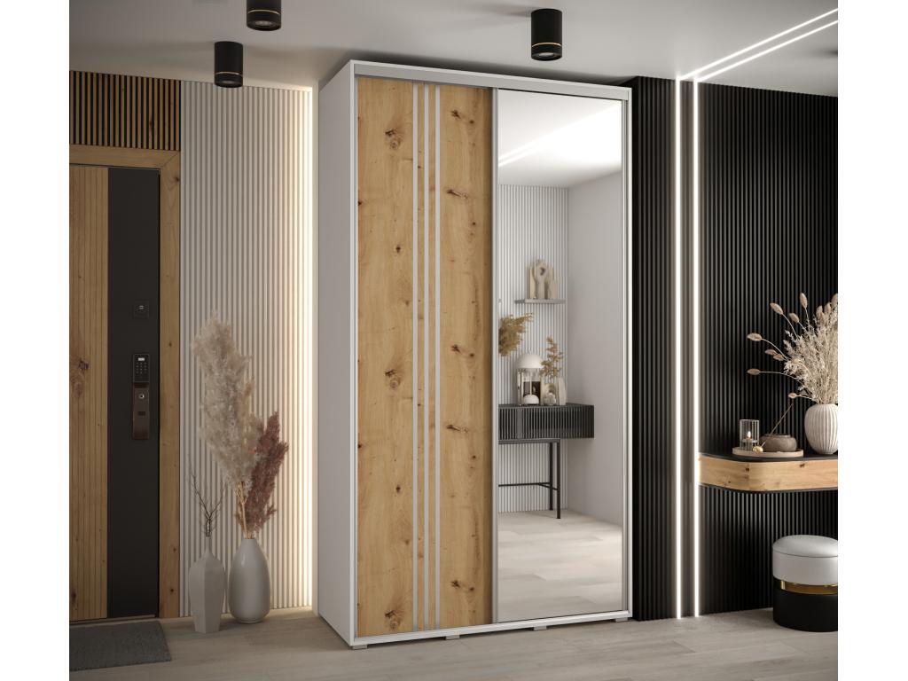 Luxameub 7 Sliding Door Wardrobe 235.2/140/60 2 Doors White/Luxameub/Silver DBBO75975