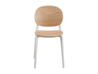 White chair with seat and backrest in natural wood JKCM36471