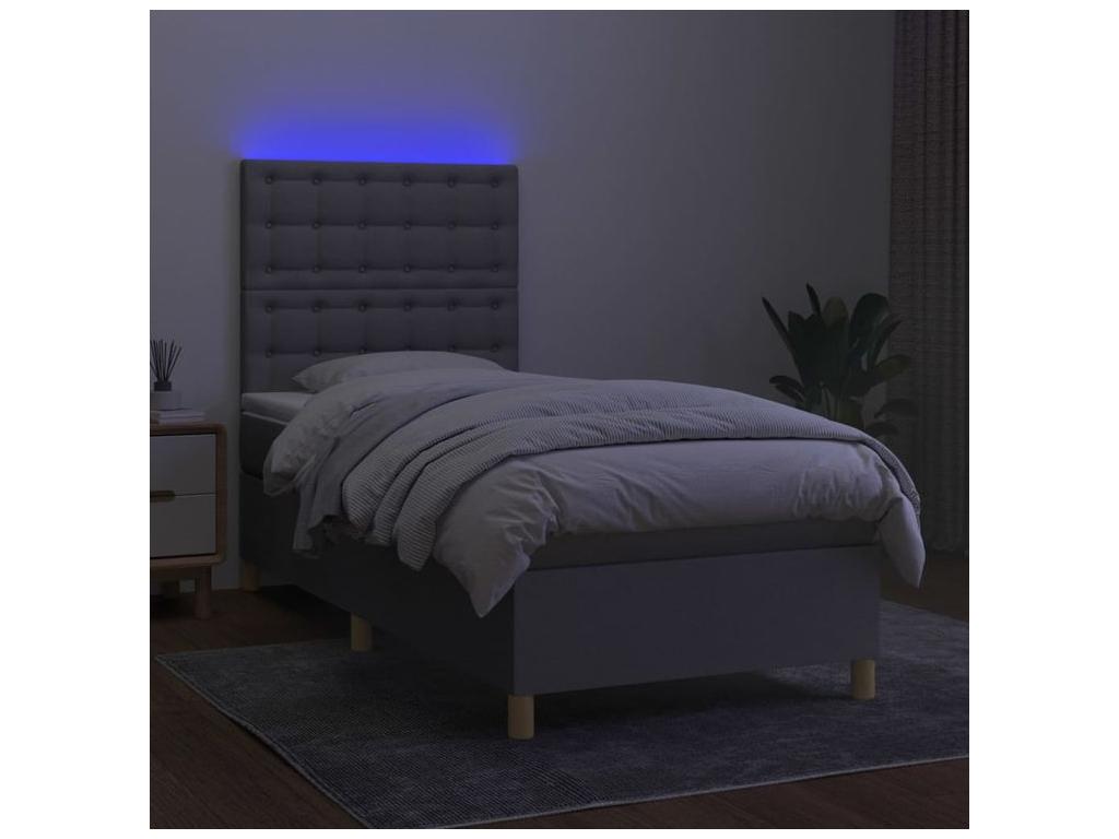 Mobenze bed base and mattress with LED, light grey, 80x200 MXDQ68045