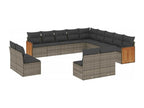 Garden furniture set with cushions, 13 pieces, grey woven resin, YTDT56266