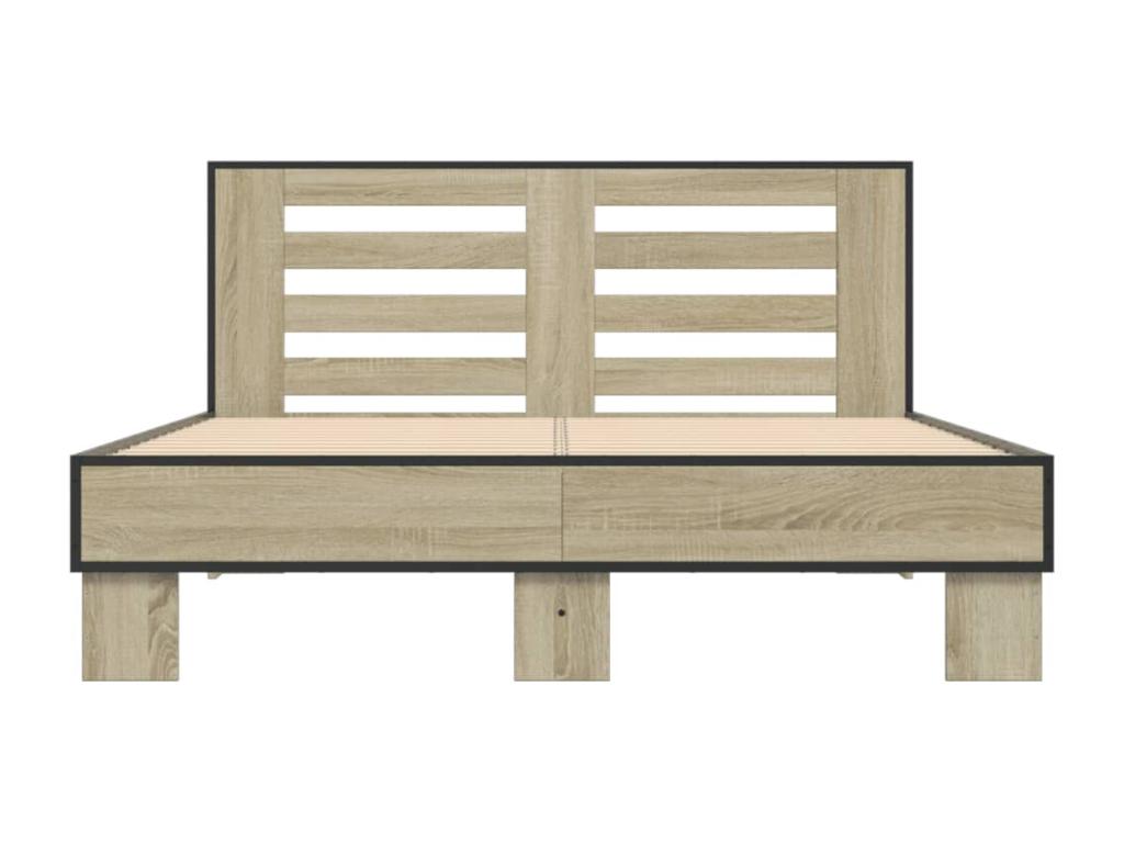 Mobenze oak bed frame 140x190 cm, engineered Mobenze and metal ZNWM39515