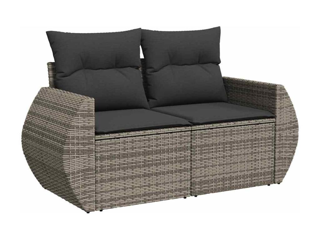 8-piece garden furniture set with grey resin wicker cushions RULF85966
