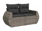8-piece garden furniture set with grey resin wicker cushions RULF85966