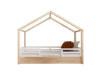 Cabin bed 90x200 with guardrails and slatted base included, 1 cm legs, Luxameub Wood and white UAEE06946
