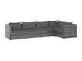 5-piece garden furniture set with cushions, Grey woven resin MQQF05352