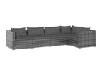 5-piece garden furniture set with cushions, Grey woven resin MQQF05352