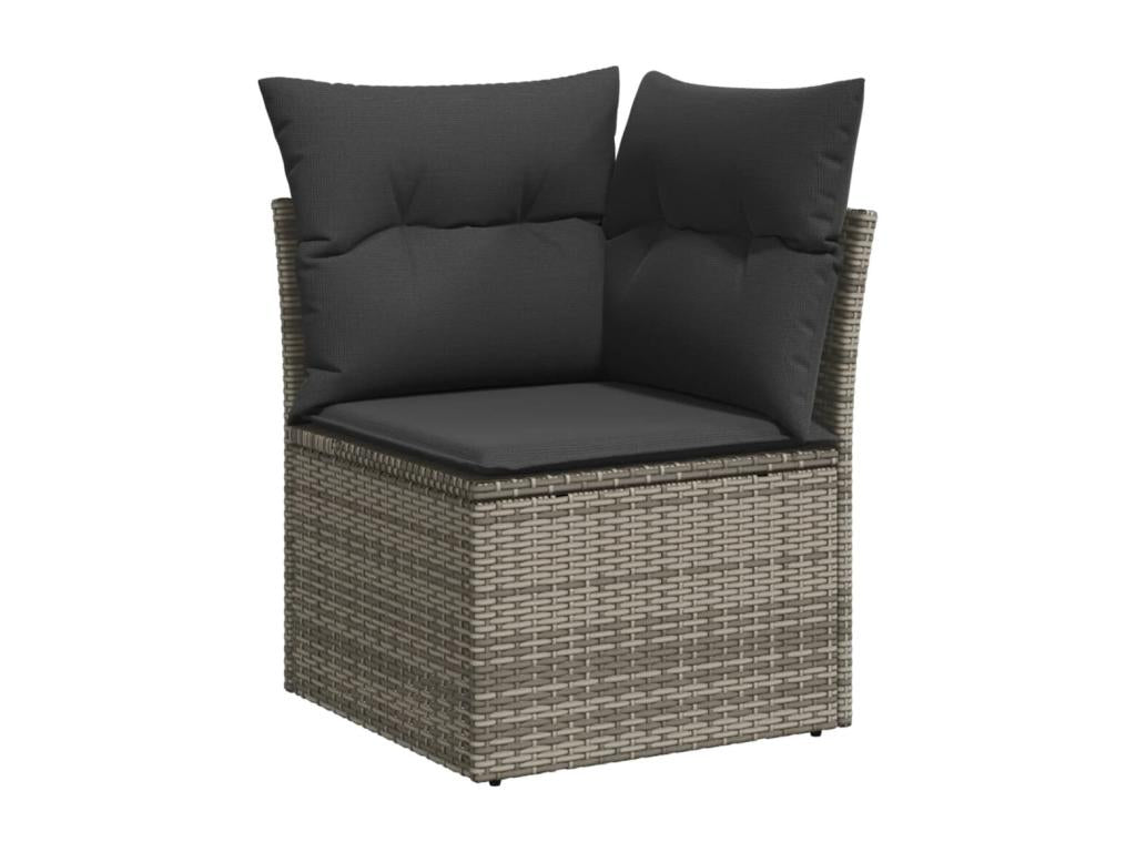 10-piece garden furniture set with cushions, grey woven resin BKRL56523
