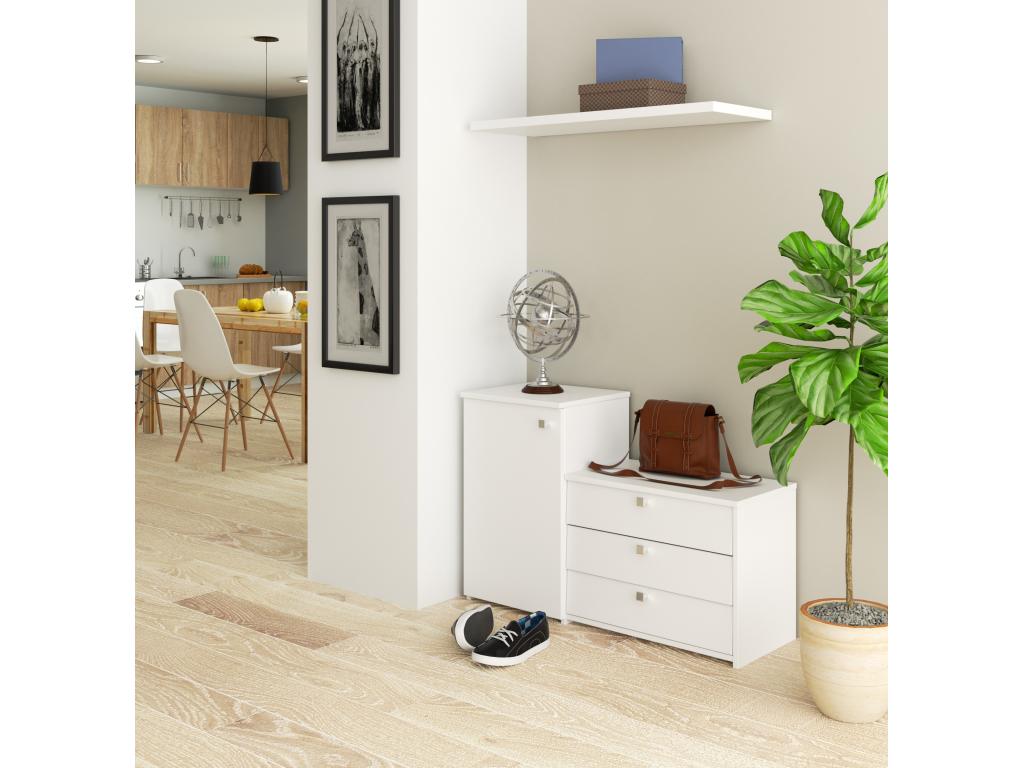 Mobenze White Shoe Cabinet 98.4 cm 4 Doors White Front 5 Shelves 98.4x33x68 cm KMWG27673