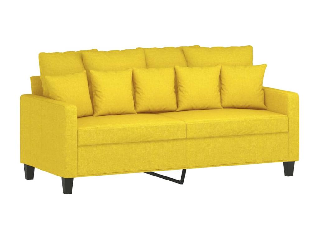 3-piece sofa set with cushions, light yellow fabric, BNCQ57671