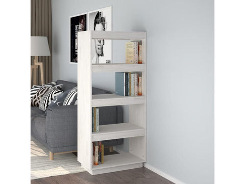 White Bookshelf/Room Divider 60x35x135 cm Solid Pine MQPU73262