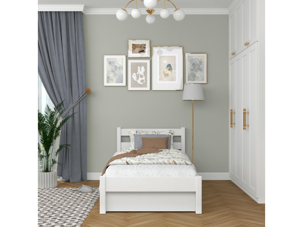 Single bed in Mobenze - with drawer N01 White 100x180 ZINU94301