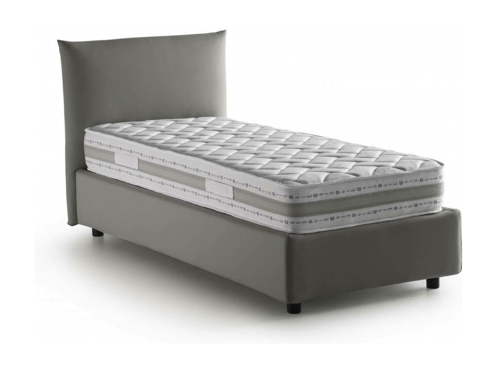 Luxameub Single Bed, Storage Bed with Fabric Upholstery, Made in Italy, Side Opening, Includes 80x190 cm Mattress, Grey MAQQ55668