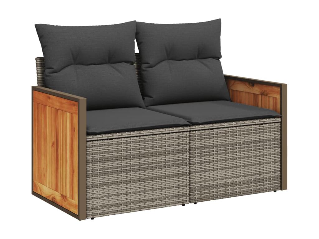Garden furniture set with cushions, 13 pieces, grey woven resin CGEG16792
