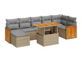 Garden furniture set with cushions, 8 pieces, beige woven resin, Mobenze ATOB69324