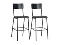 2 pcs Bar Stools Black Solid Plywood and Steel RQFQ33959