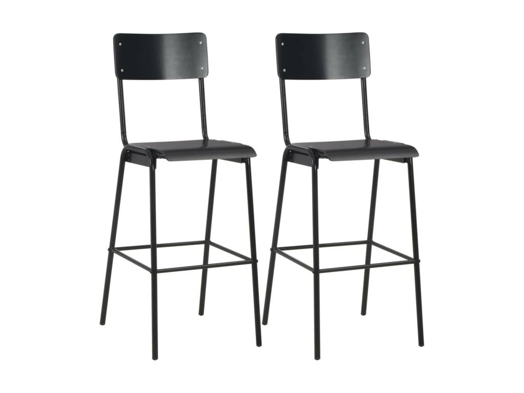 2 pcs Bar Stools Black Solid Plywood and Steel RQFQ33959