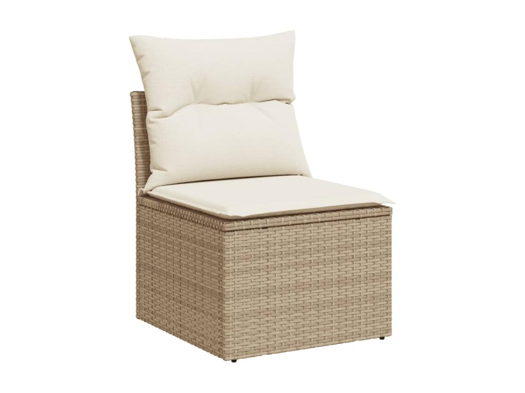 9-piece garden furniture set with cushions, beige woven resin ZGHZ38281