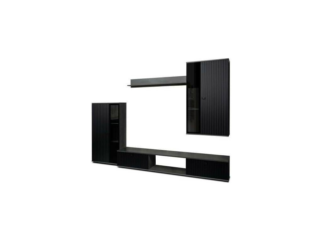 Mobenze 240cm Black TV Unit Set CAEK29835