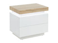 Bedside table - 2 drawers - Mobenze Lacquered - With LEDs - White and oak finish - Mobenze II WKUQ78638