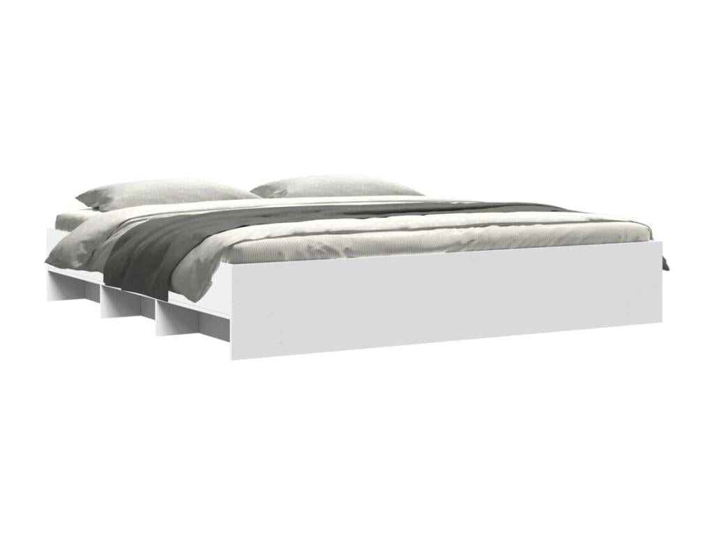 Bed frame without mattress, white, 200x200 cm, engineered wood, RTTR90193