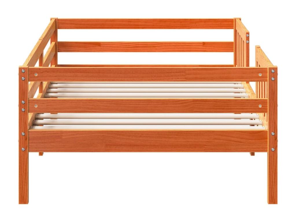 Brown wax bed frame 100x200 cm Solid pine moss DLPP27088