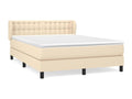 Upholstered bed base with mattress, Cream, 140x190 cm, Fabric RNWM83827