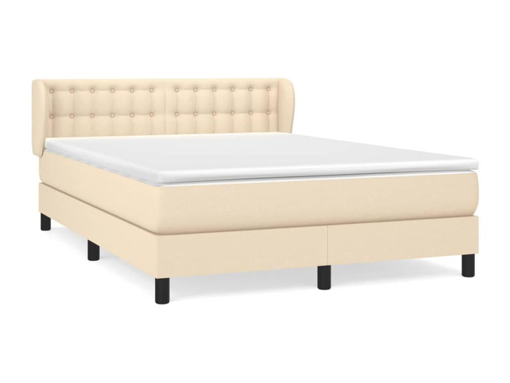 Upholstered bed base with mattress, Cream, 140x190 cm, Fabric RNWM83827
