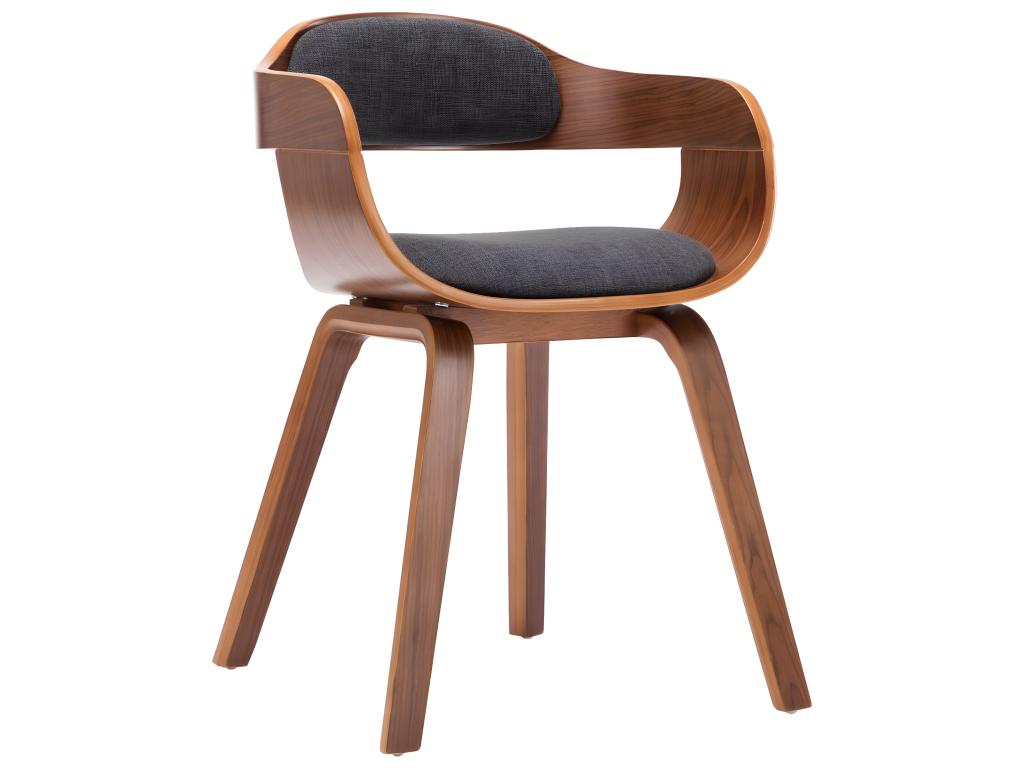 Dining chairs, set of 2, dark grey fabric and curved Mobenze, FITI56221